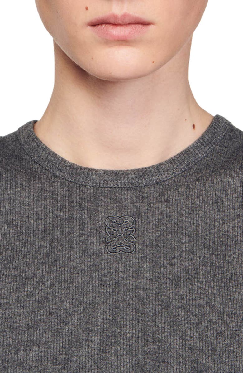 SANDRO Jordie Embroidered Logo Rib Racerback Tank, Alternate, color,