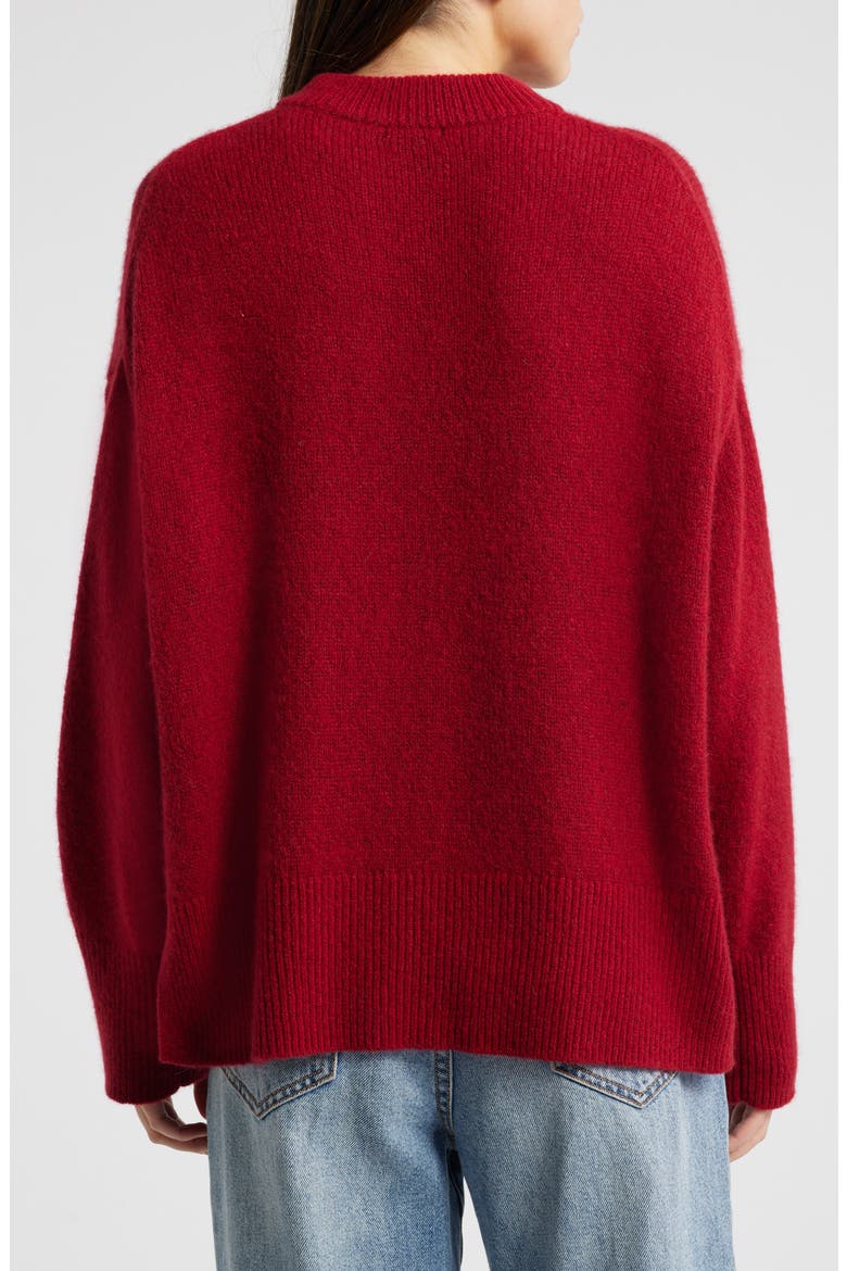 Miranda Crewneck Cashmere & Silk Sweater, Alternate, color, MERLOT