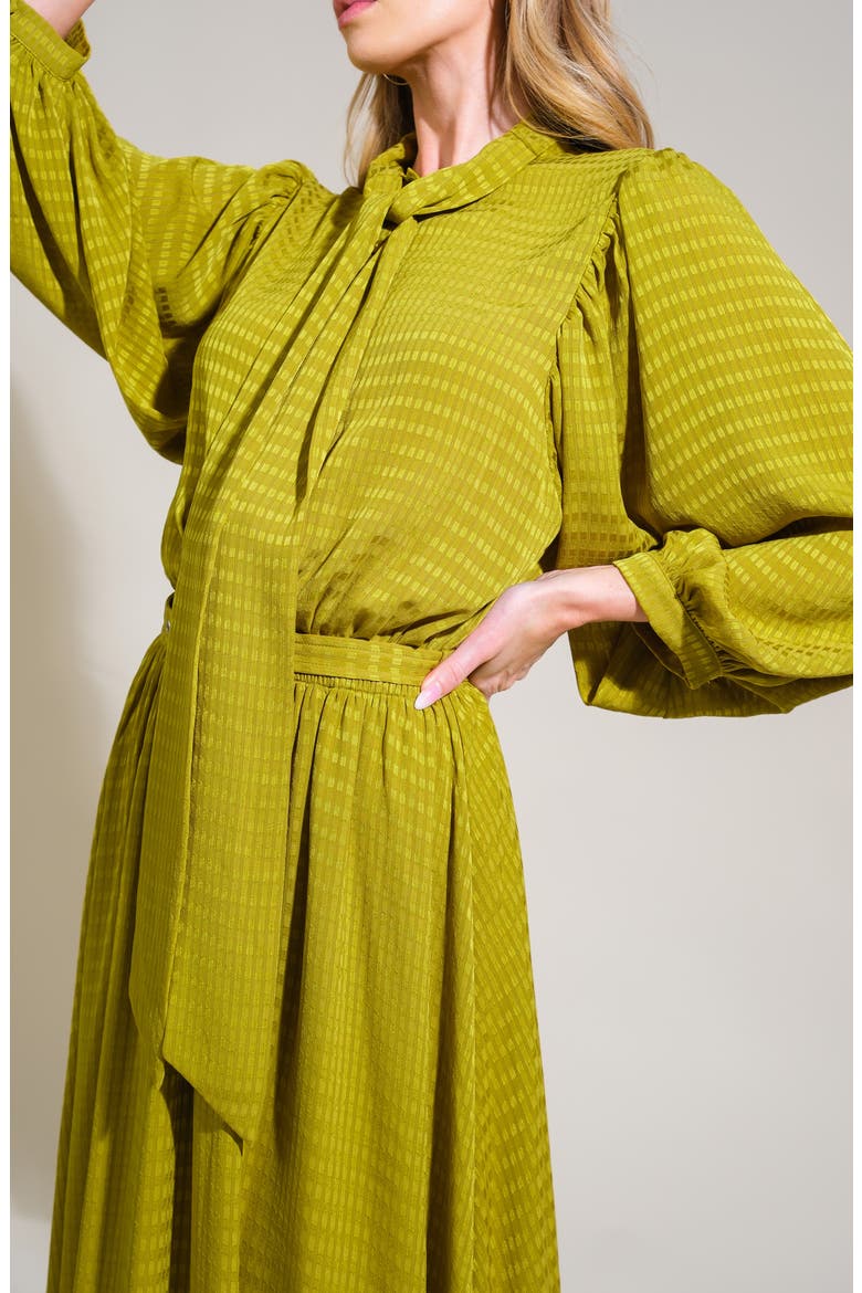 Satin Long Sleeve Midi Dress, Alternate, color, DIJON