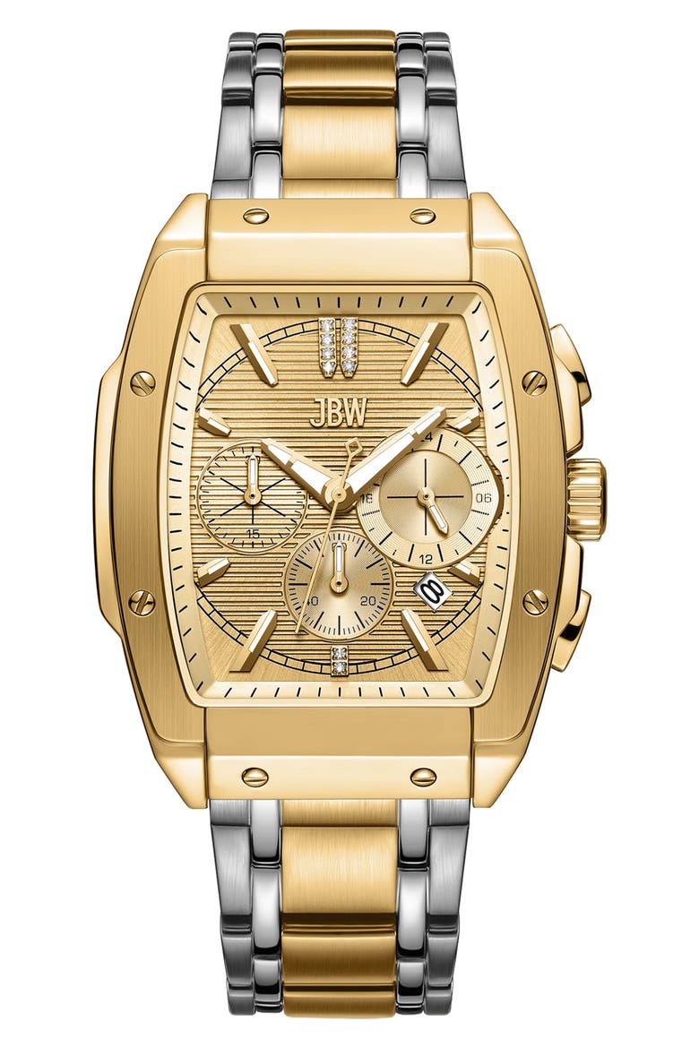Echelon Diamond Bracelet Strap Chronograph Watch, 41mm x 12mm, Main, color, 18K GOLD/ SILVER