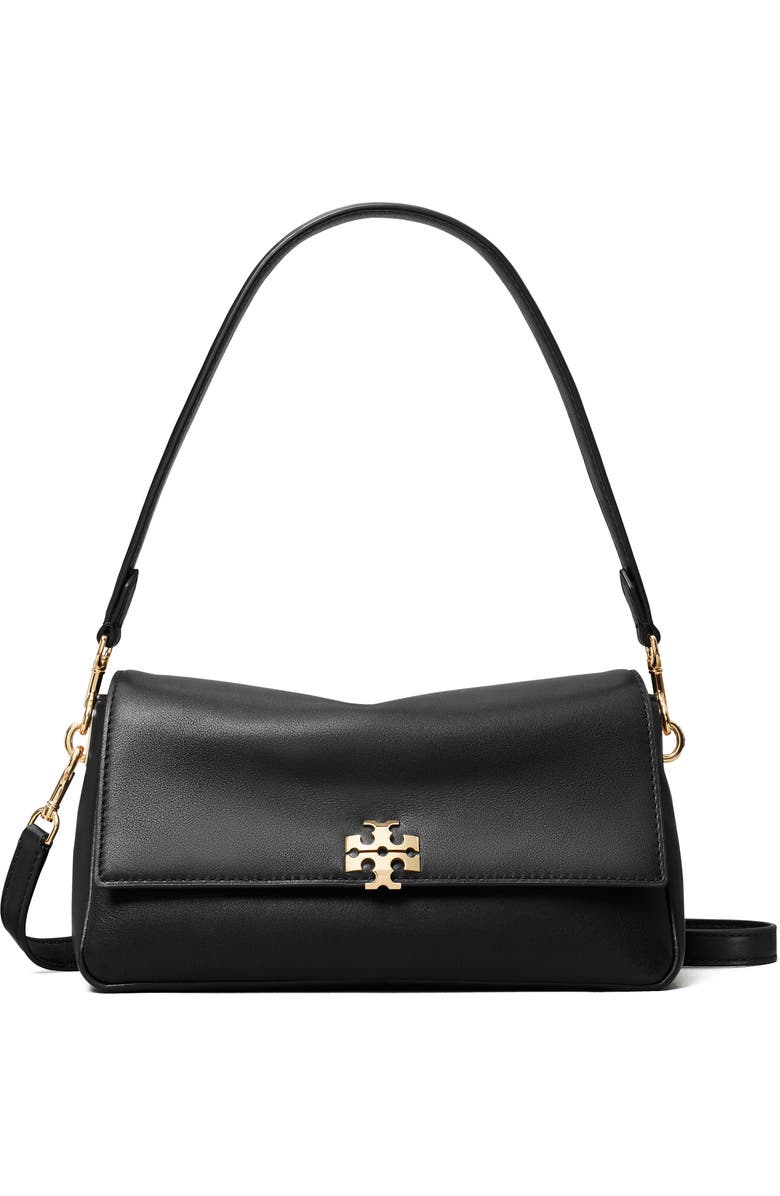 Tory Burch Small Charlie Leather Shoulder Bag, Main, color, Black