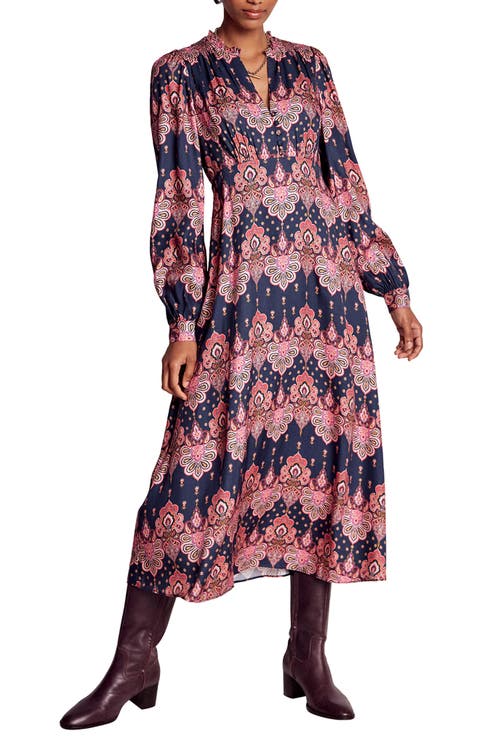 Paisley Long Sleeve Midi Dress