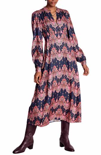 Boden Paisley Long Sleeve Midi Dress