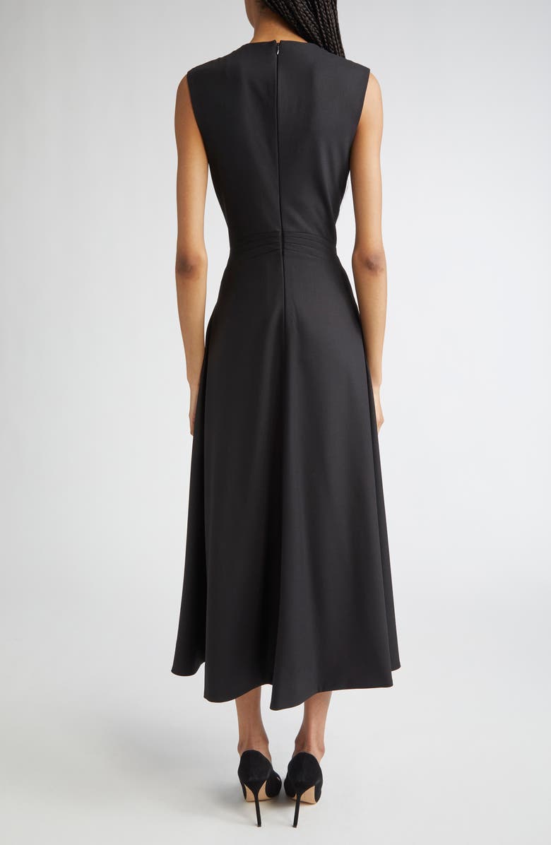 Lela Rose Crystal Embroidered Stretch Twill A-Line Dress, Alternate, color, Black