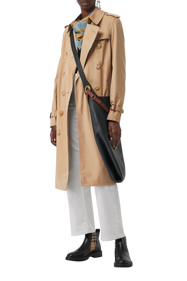 Kensington Long Trench Coat, Alternate, color, DARK HONEY