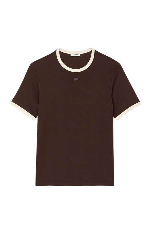 Sandro Cotton Logo T-shirt In Moka.