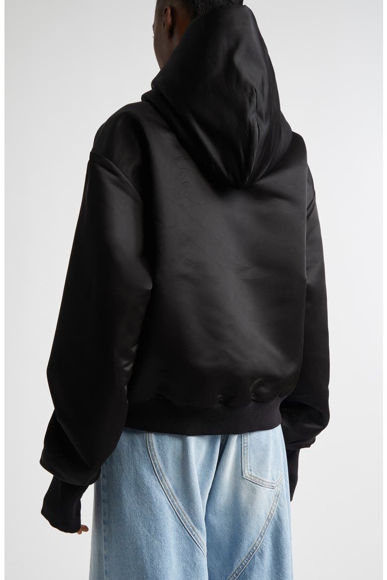 Crystal Knot Satin Full Zip Hoodie, Alternate, color, BLACK