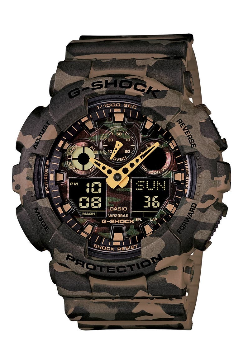 XL Camouflage Pattern Ana-Digi Watch, 55mm x 52mm, Main, color, BROWN CAMO