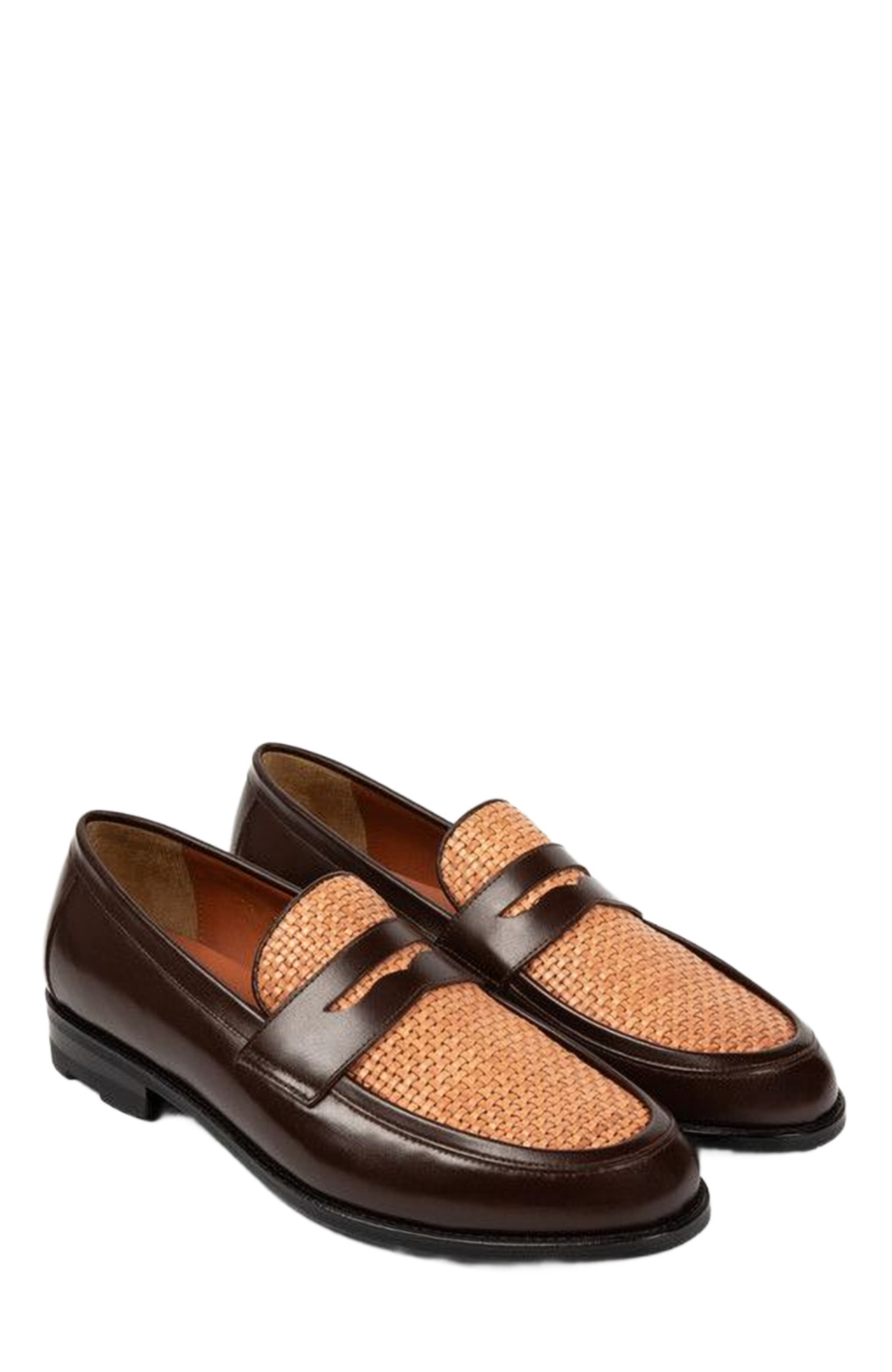 Mercer Penny Loafer, Alternate, color, Maple Brown Leather & Woven