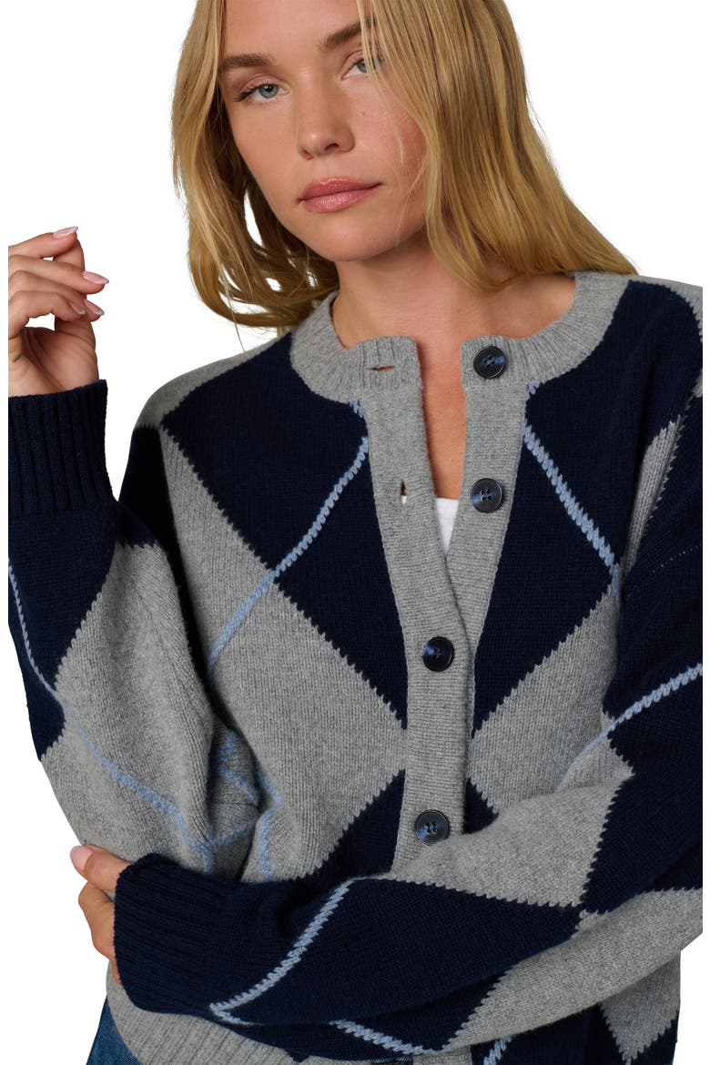 Relaxed Fit Argyle Cardigan, Alternate, color, BLUE ARGYLE
