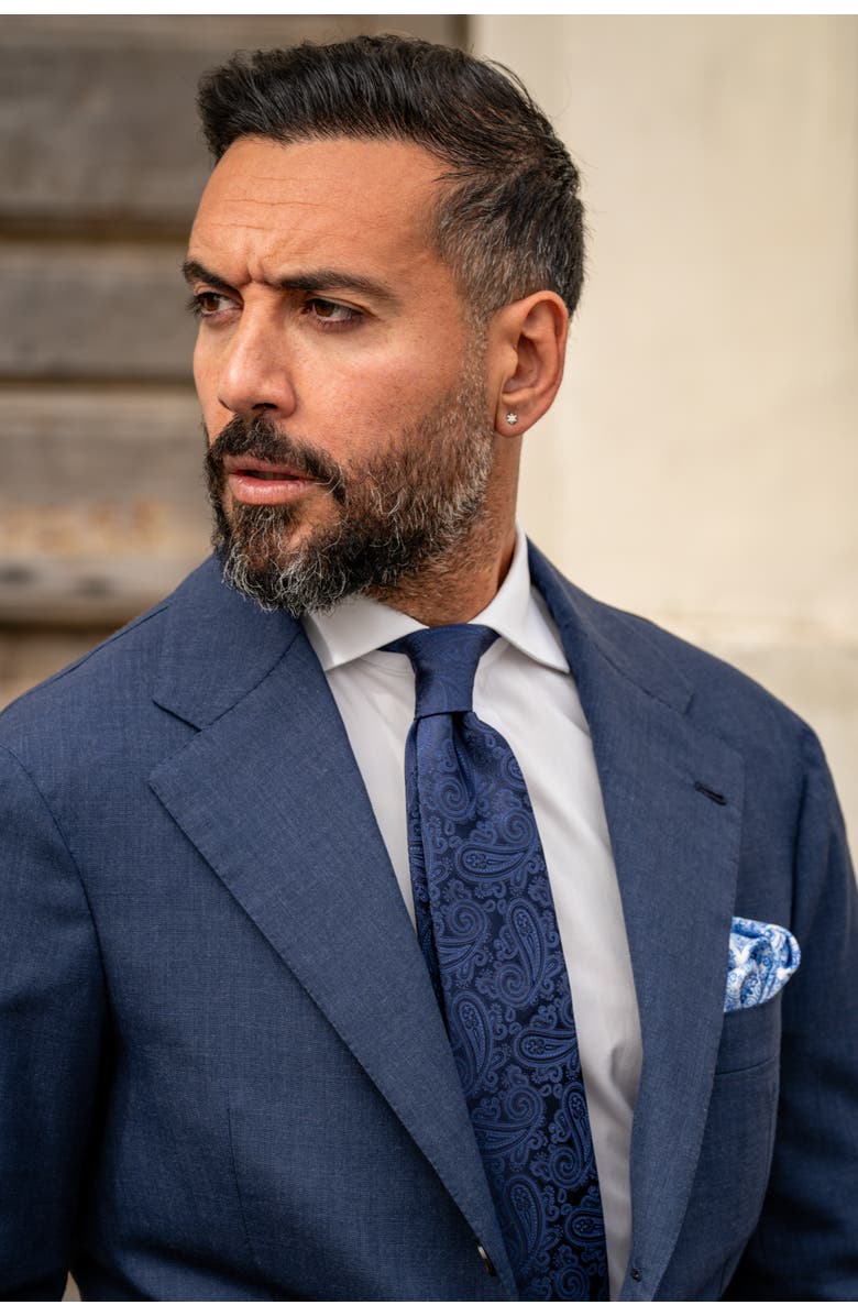 Elizabetta Soave - Extra Long Silk Jacquard Tie for Men, Alternate, color, Midnight Blue