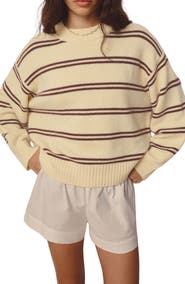 Reformation Cove Oversize Stripe Cashmere Sweater