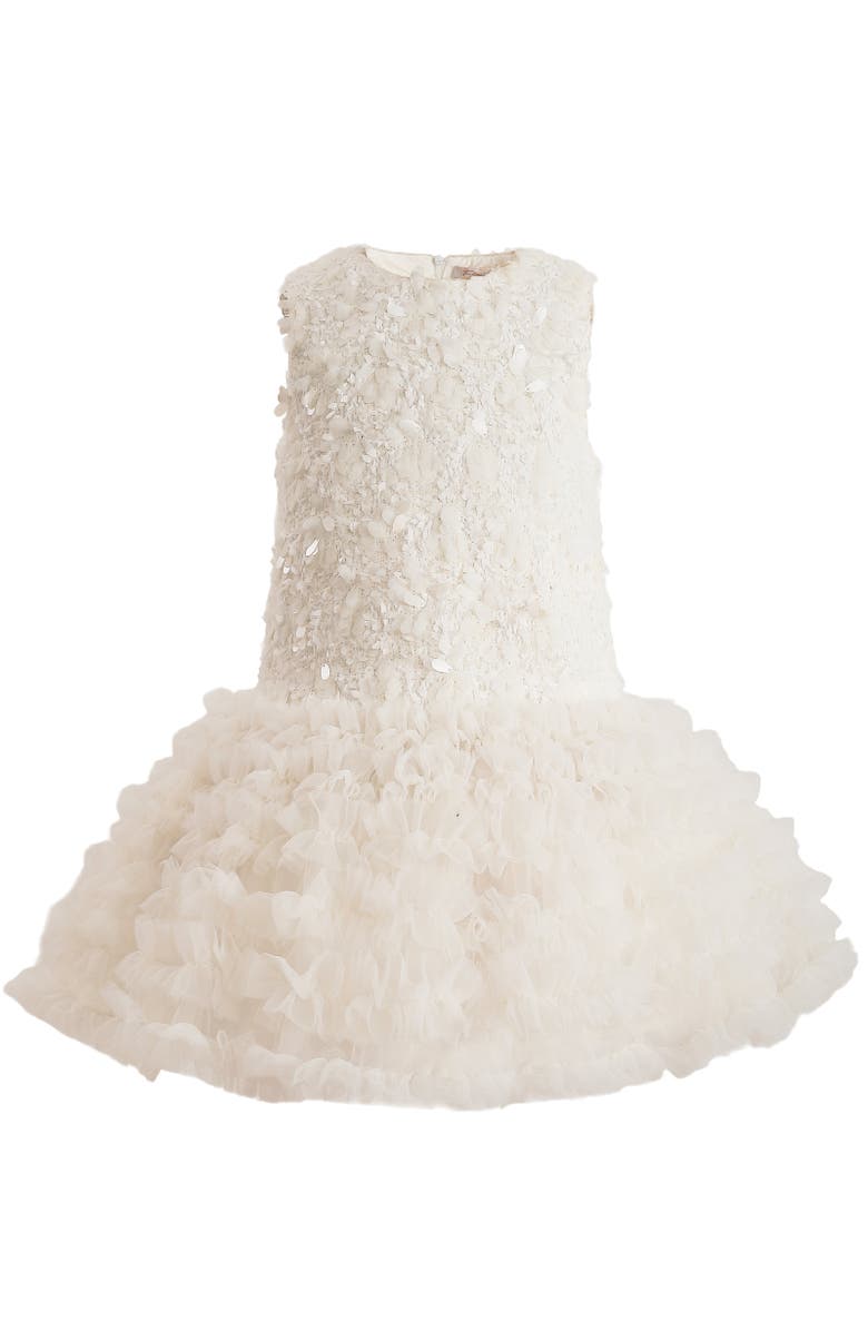 Tulleen Whispered Petal Mini Dress, Main, color, Cream