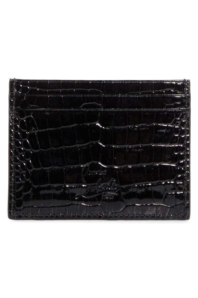 Mooncrest Lizard Embossed Leather Card Case, Alternate, color, BLACK