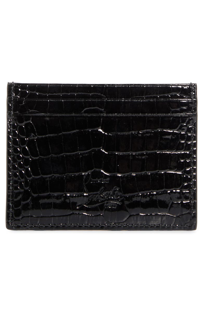 Christian Louboutin Mooncrest Lizard Embossed Leather Card Case, Alternate, color, Black