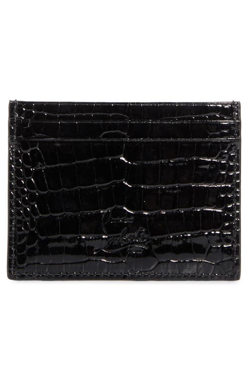 Christian Louboutin Mooncrest Lizard Embossed Leather Card Case In Black