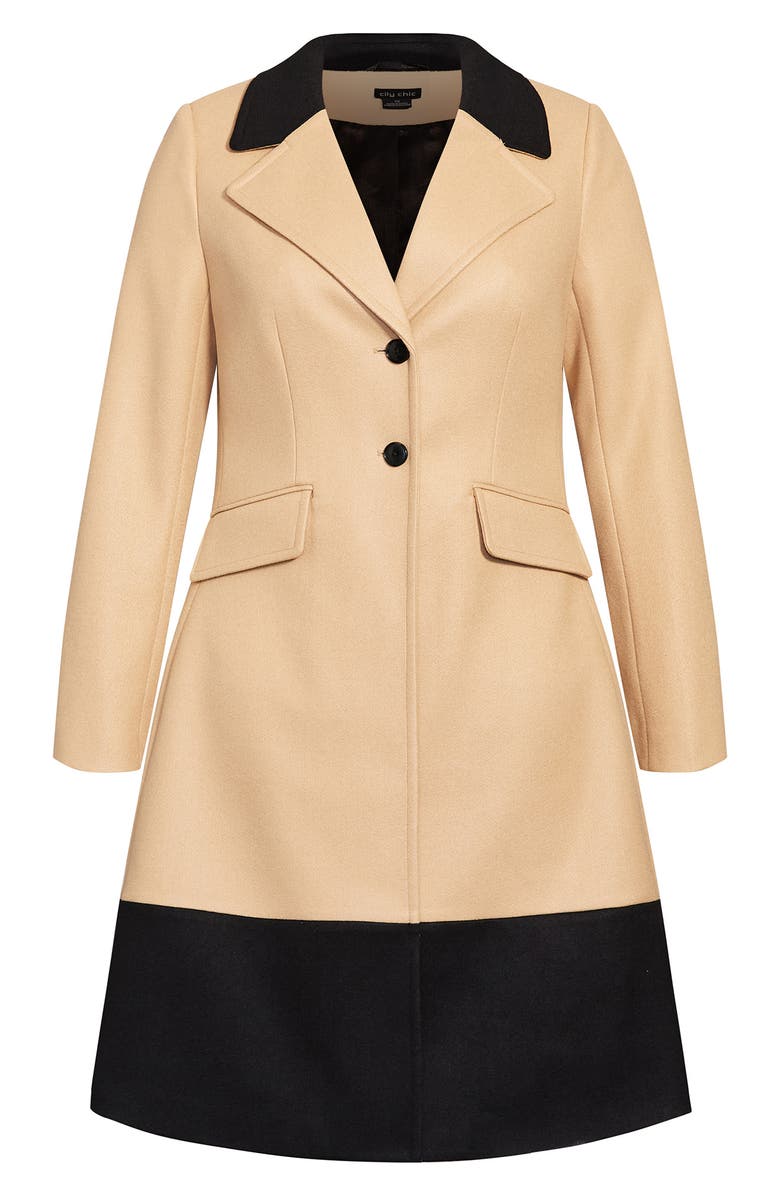 City Chic Arabella Longline Colorblock Coat, Alternate, color,