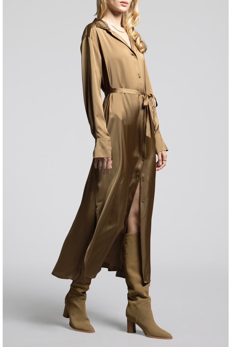 Yves Long Sleeve Shirtdress, Alternate, color, BRONZE