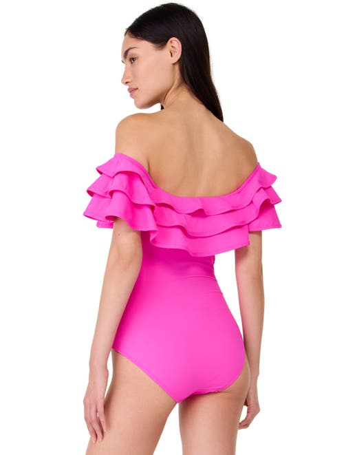 Kate Spade New York Ruffle One Piece Swimsui In Vivid Snapdragon