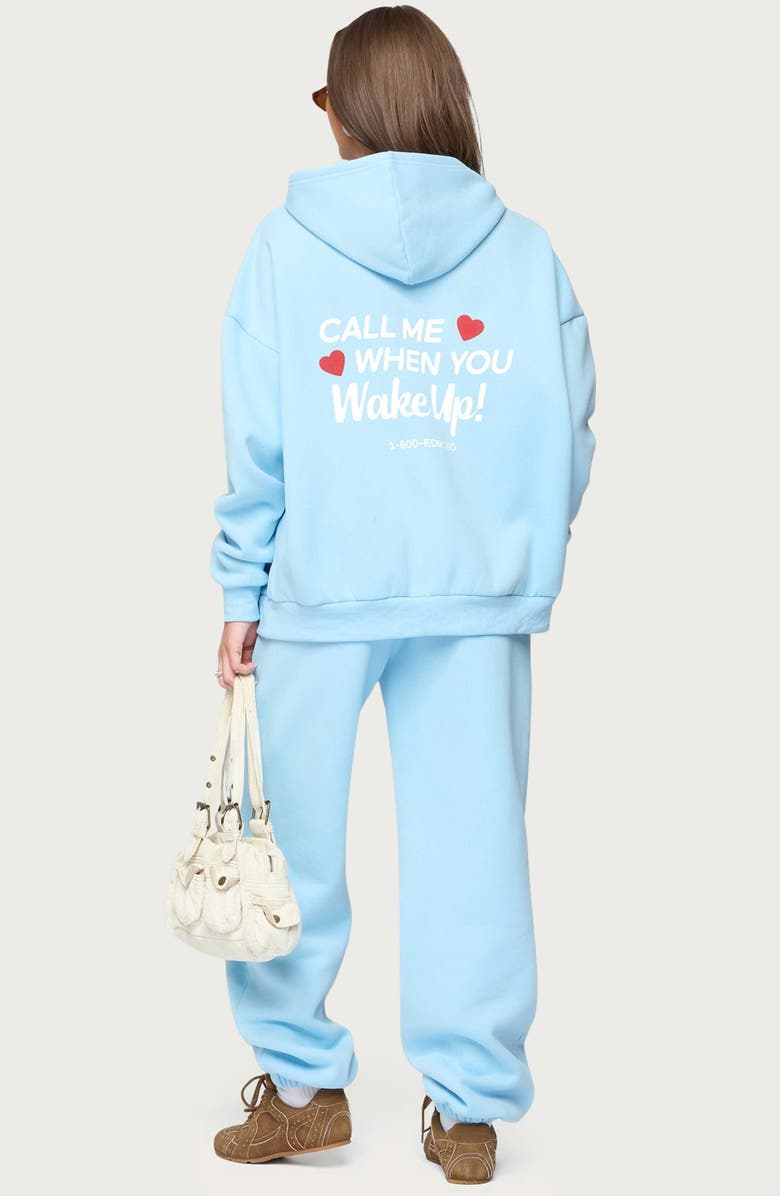 EDIKTED Call Me Hoodie, Alternate, color, Light-Blue