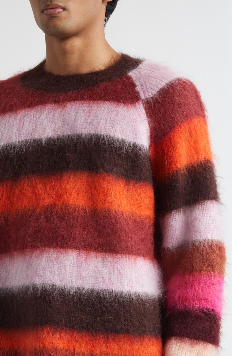 Waste Yarn Project Nils Brushed Stripe One of a Kind Raglan Sleeve Sweater, Alternate, color, Pink/ Red