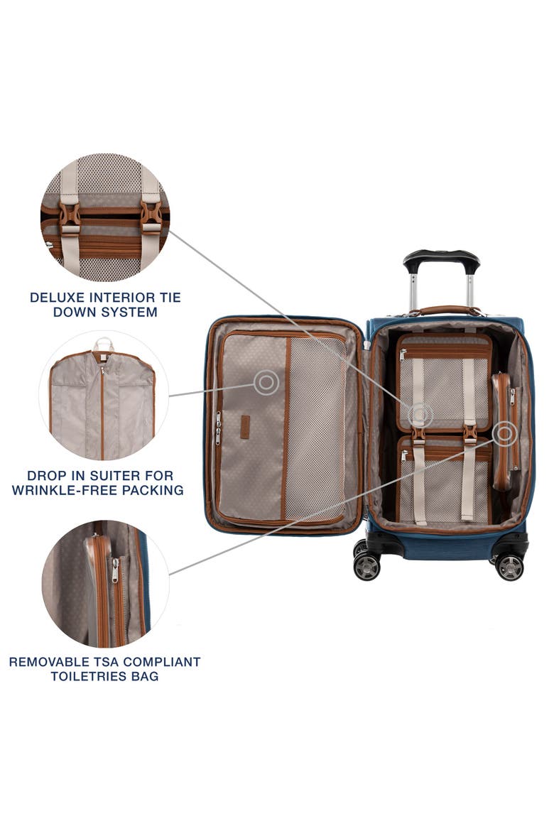 Platinum Elite Softside Expandable 21" Carry On Spinner Luggage, Alternate, color, Coastal Blue