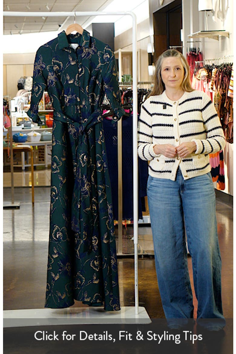 Metallic Floral Jacquard Shirtdress Gown video