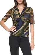 DKNY Twist Front Mesh Top