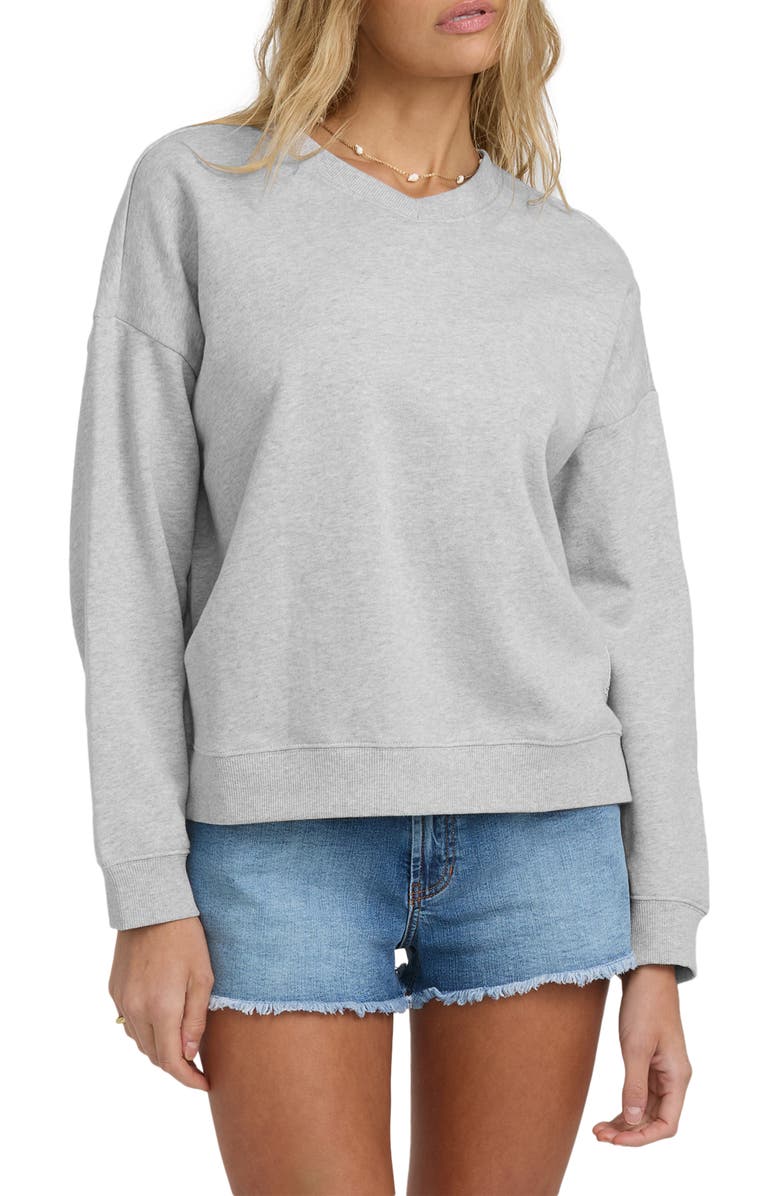 Billabong Cambridge V-Neck Sweatshirt, Main, color, Heather Grey