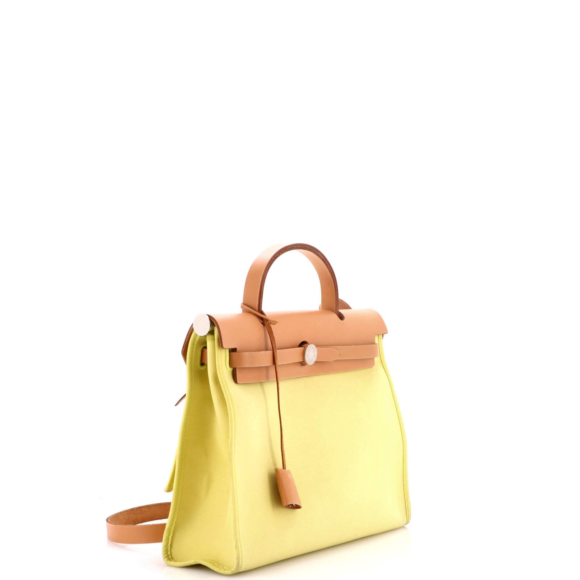 Pre-Owned Hermes Herbag Zip Leather and Toile 31, Alternate, color, Soufre