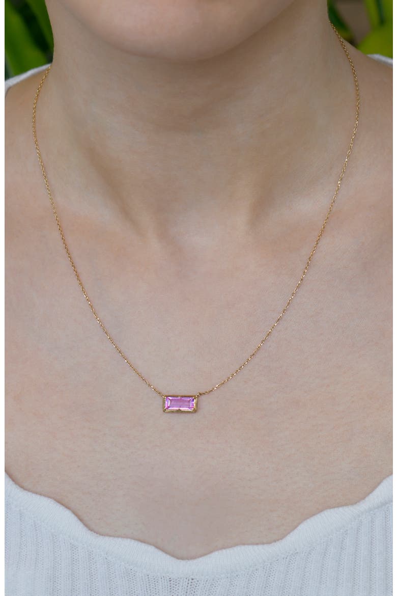 Cléo Carré Baguette Necklace, Alternate, color, 14K YELLOW GOLD/ PINK SAPPHIRE