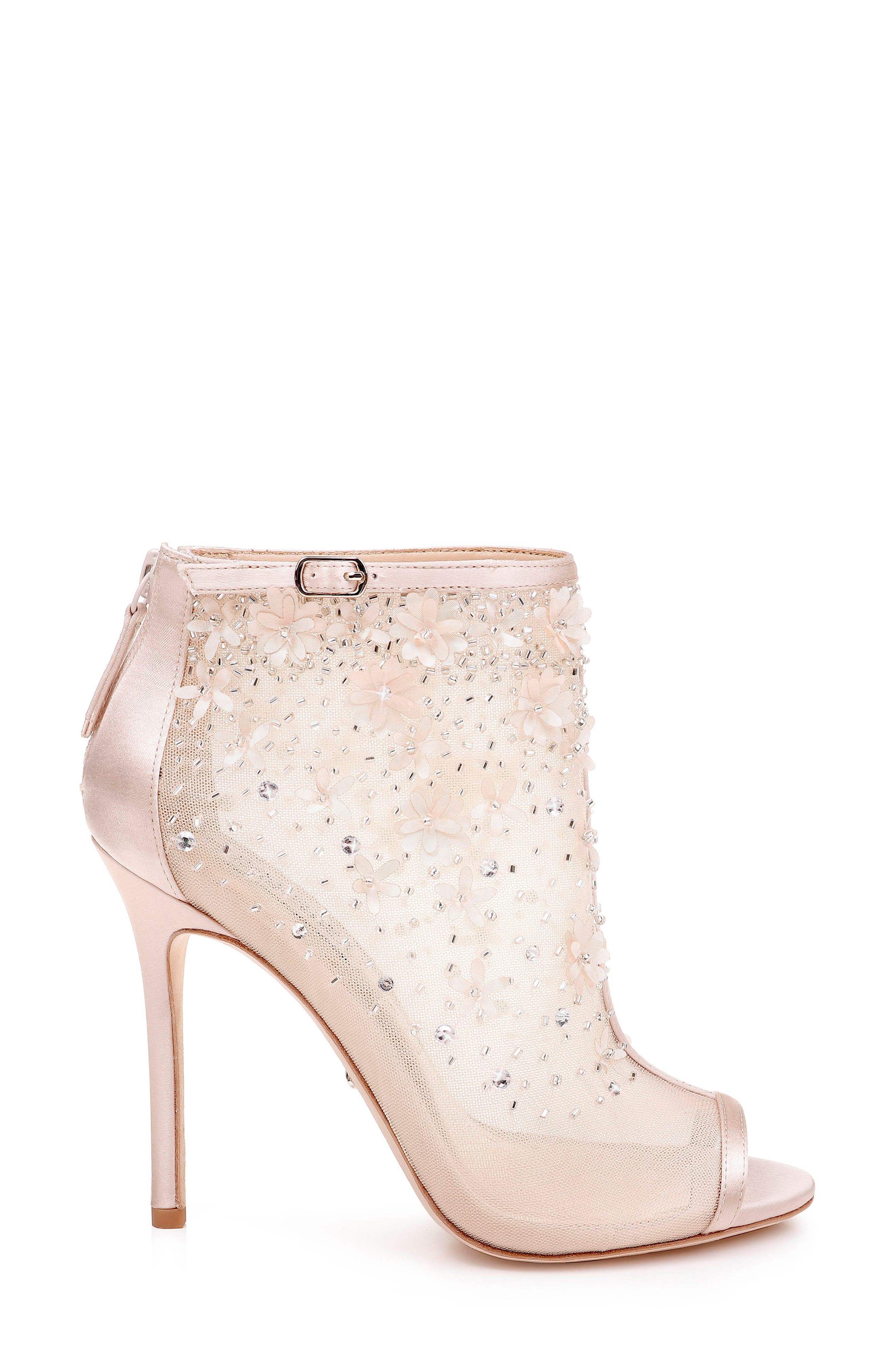 Isadora Open Toe Bootie, Alternate, color, NUDE SATIN/ MESH