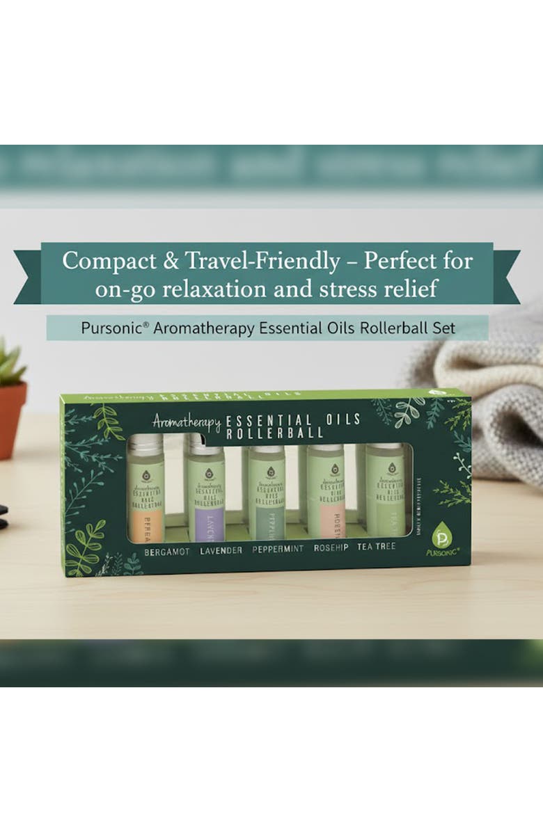 PURSONIC Aromatherapy Essential Oils Rollerballs, Alternate, color, Multicolor