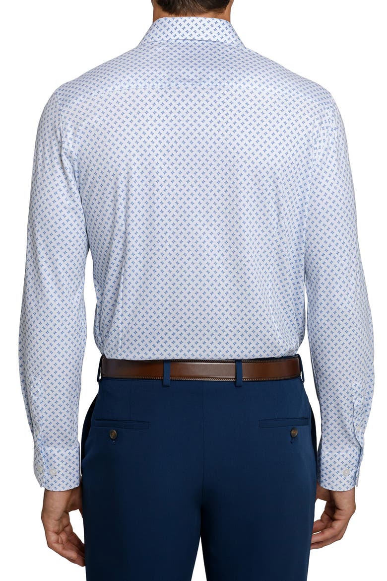 Reworked Slim Fit Diamond Print Cotton Dress Shirt, Alternate, color, WHITE/ BLUE