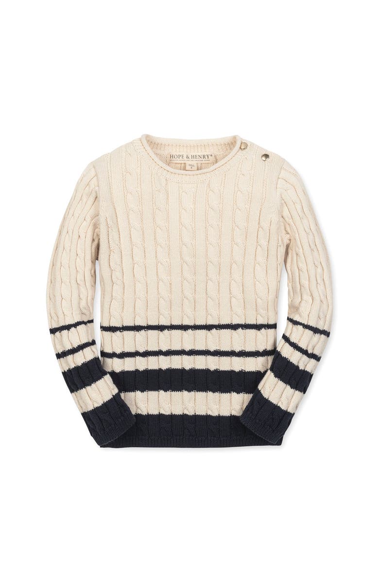 Hope & Henry Kids' Organic Roll Neck Cable Sweater, Main, color, Ivory Cable