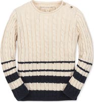 Hope & Henry Kids' Organic Roll Neck Cable Sweater