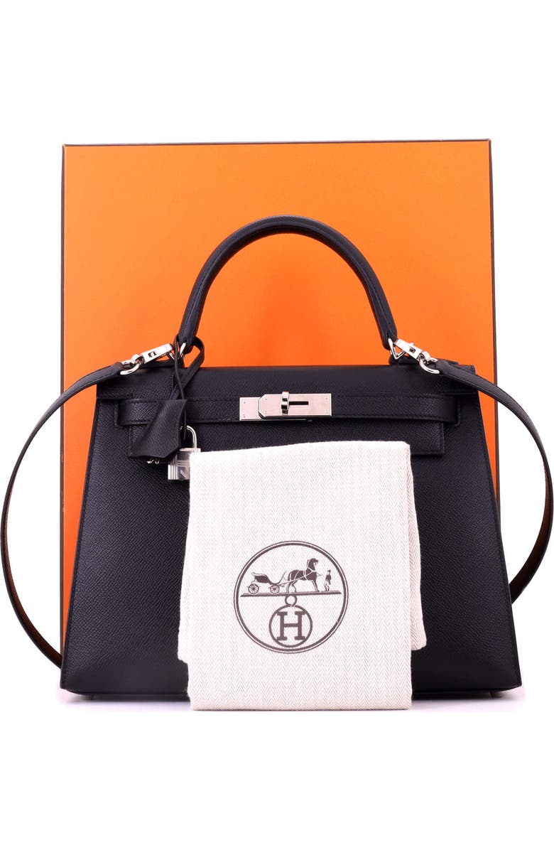 Pre-Owned Hermes Kelly Handbag Black Epsom with Palladium Hardware 28, Alternate, color, Noir