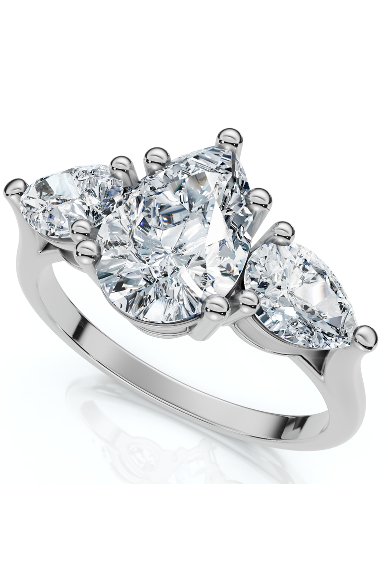 2Ct TW Pear Shape Three Stone Diamond Engagement Ring in 14k Gold Lab Grown, Alternate, color, 14k White Gold