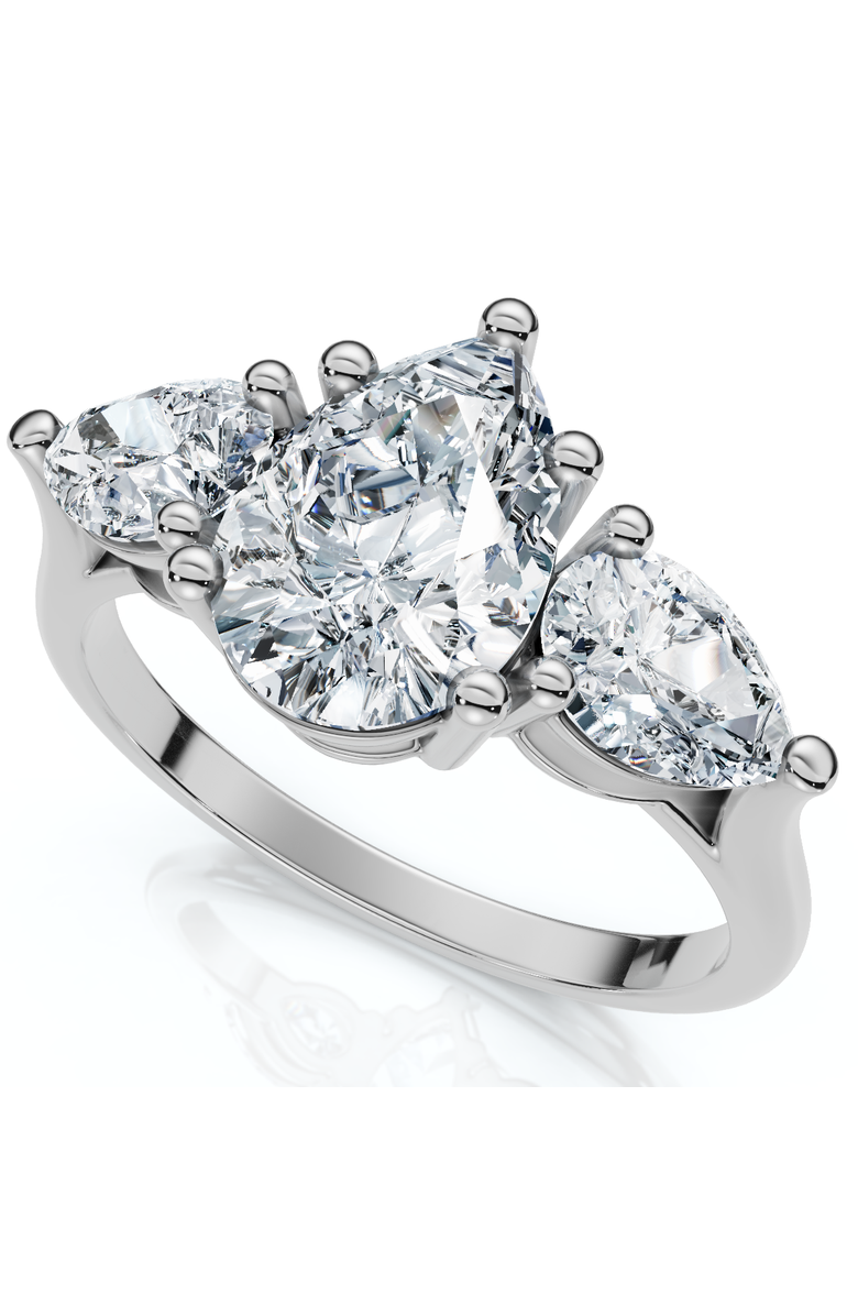 Bliss Diamond 2Ct TW Pear Shape Three Stone Diamond Engagement Ring in 14k Gold Lab Grown, Alternate, color, 14K White Gold