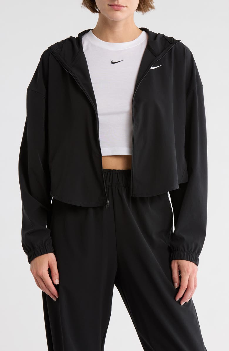 Nike One Repel Oversize Hooded Water Resistant Woven Jacket, Main, color, Black/ White