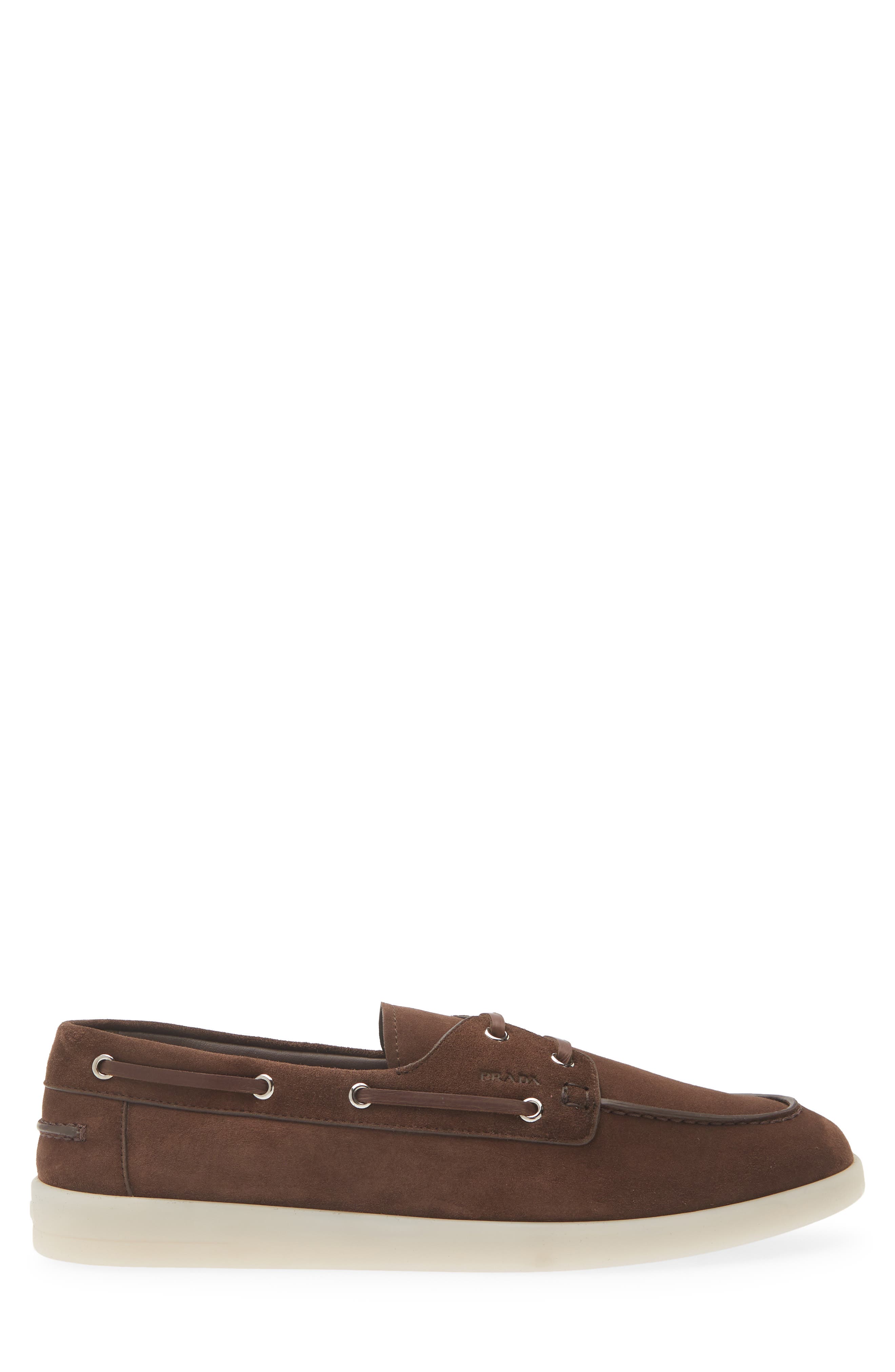 Prada St. Tropez Boat Shoe, Alternate, color, Moro