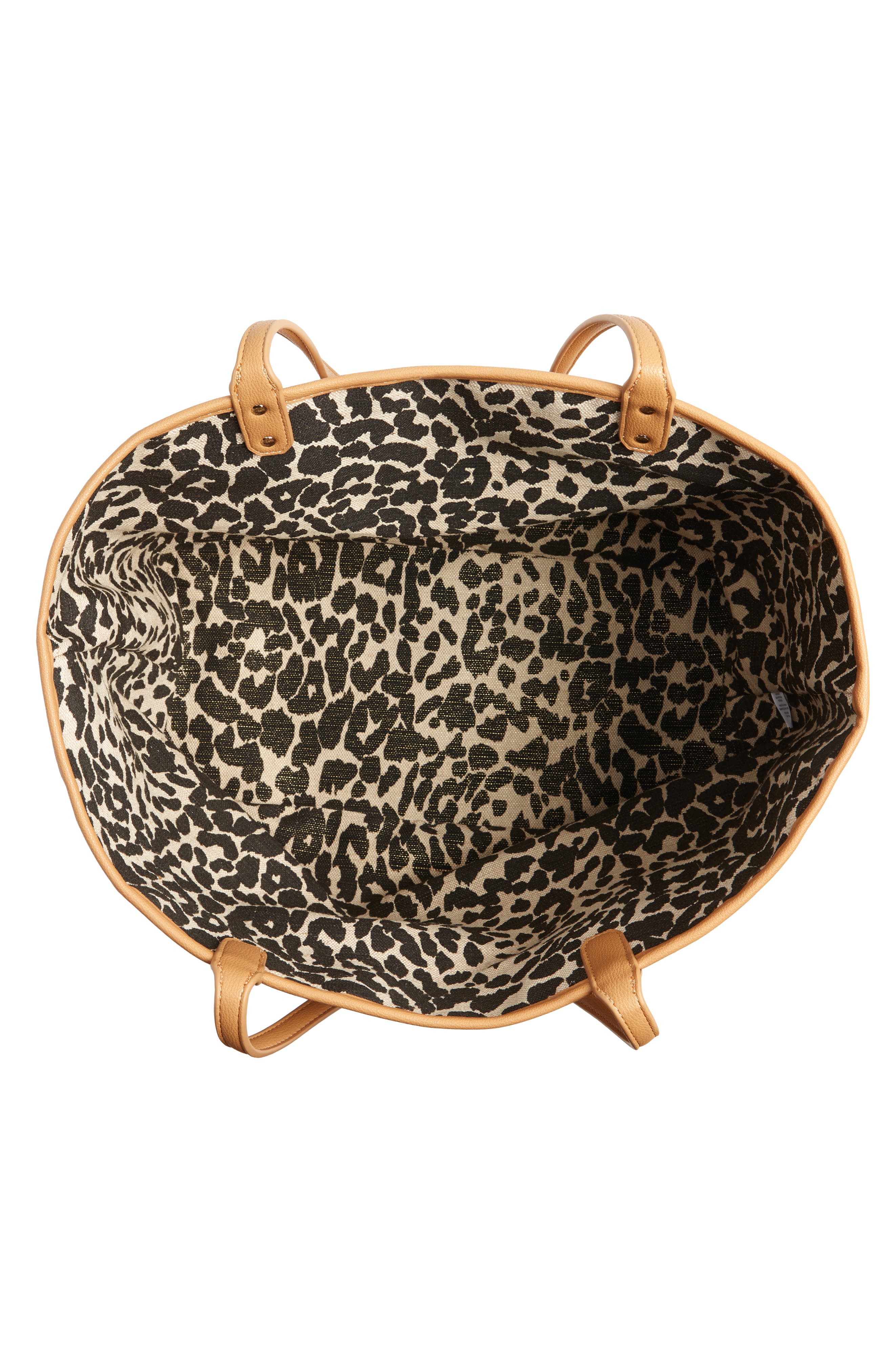 Tina Leopard Print & Vegan Leather Reversible Tote, Alternate, color, CAMEL