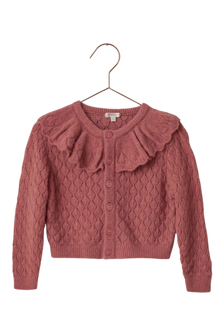 Kids' Ruffle Cardigan, Alternate, color, RASPBERRY