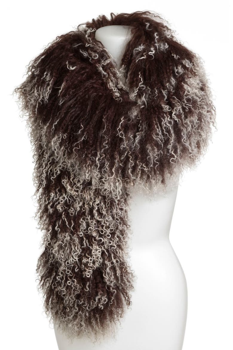 Genuine Lamb's Fur Boa, Main, color, CHOCOLATE SNOW