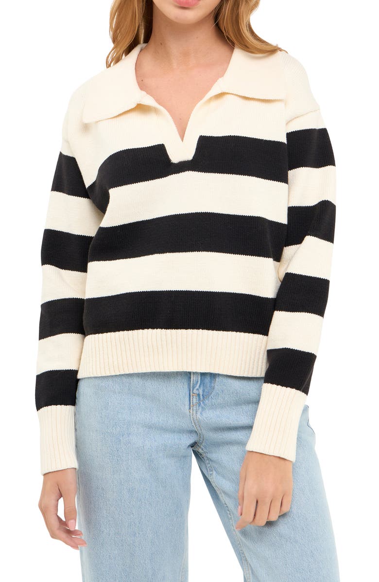 English Factory Stripe Polo Sweater, Main, color, 