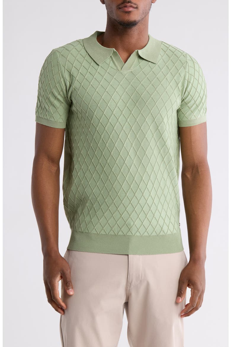 Short Sleeve Slim Fit Polo Sweater, Main, color, SAGE