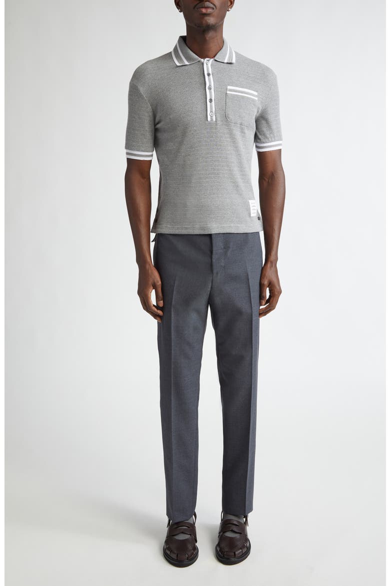 Open Stitch Cotton Polo, Alternate, color, LIGHT GREY