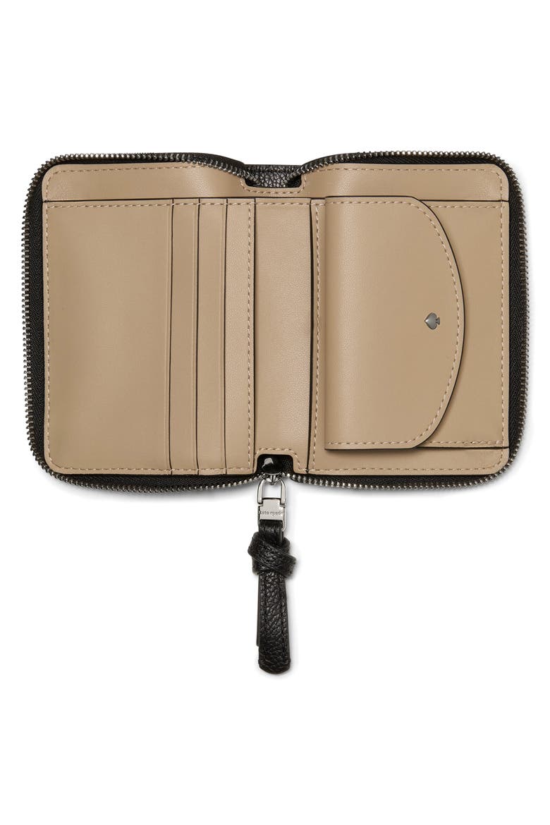 loop small pebbled leather zip wallet, Alternate, color, BLACK