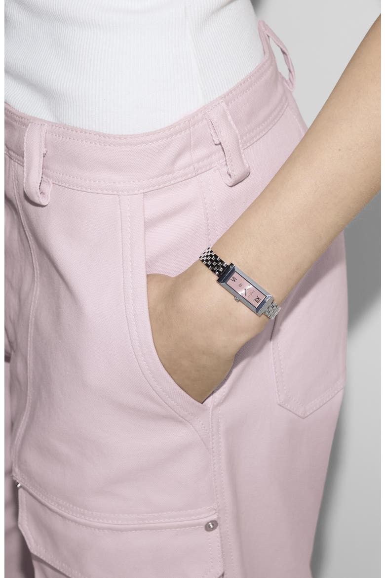 G-Frame Bracelet Watch, Alternate, color, SILVER/PINK