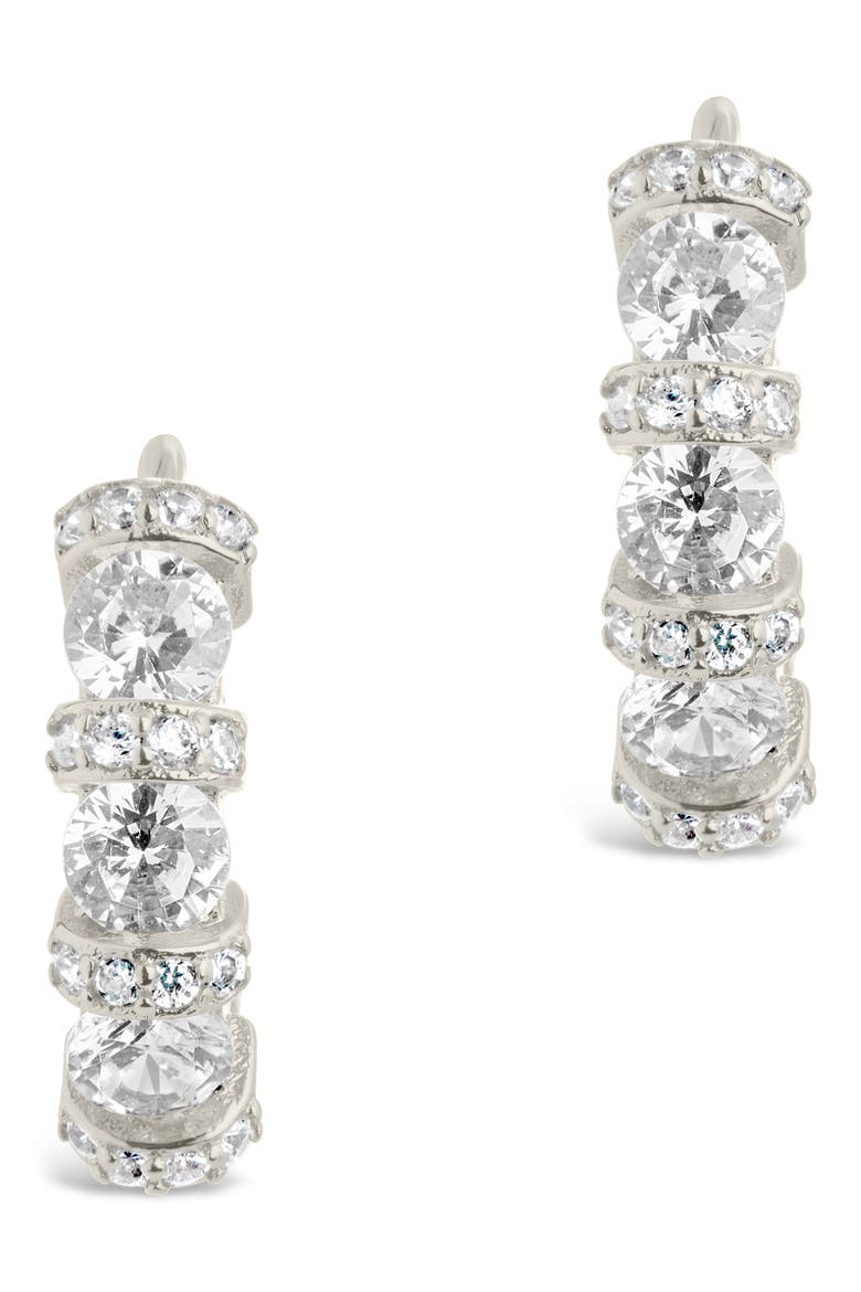 Iskara CZ Huggie Hoop Earrings, Alternate, color, SILVER